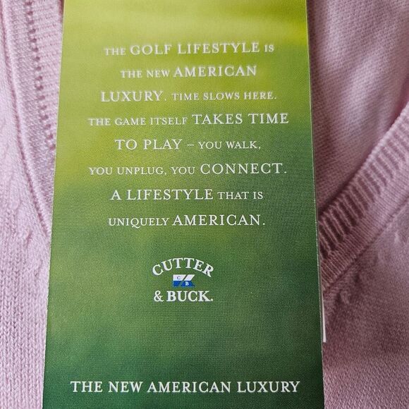 Cutter & Buck Golf Light Pink Cotton Blend V-Neck Pullover Long Sleeve Sweater - Picture 8 of 13